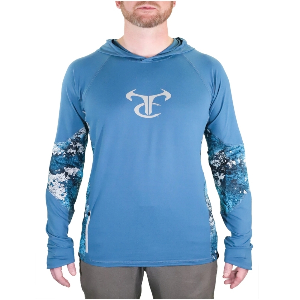 TrueTimber Mens Ragewater Performance Fishing Hoodie- Stellar/Rift, XL